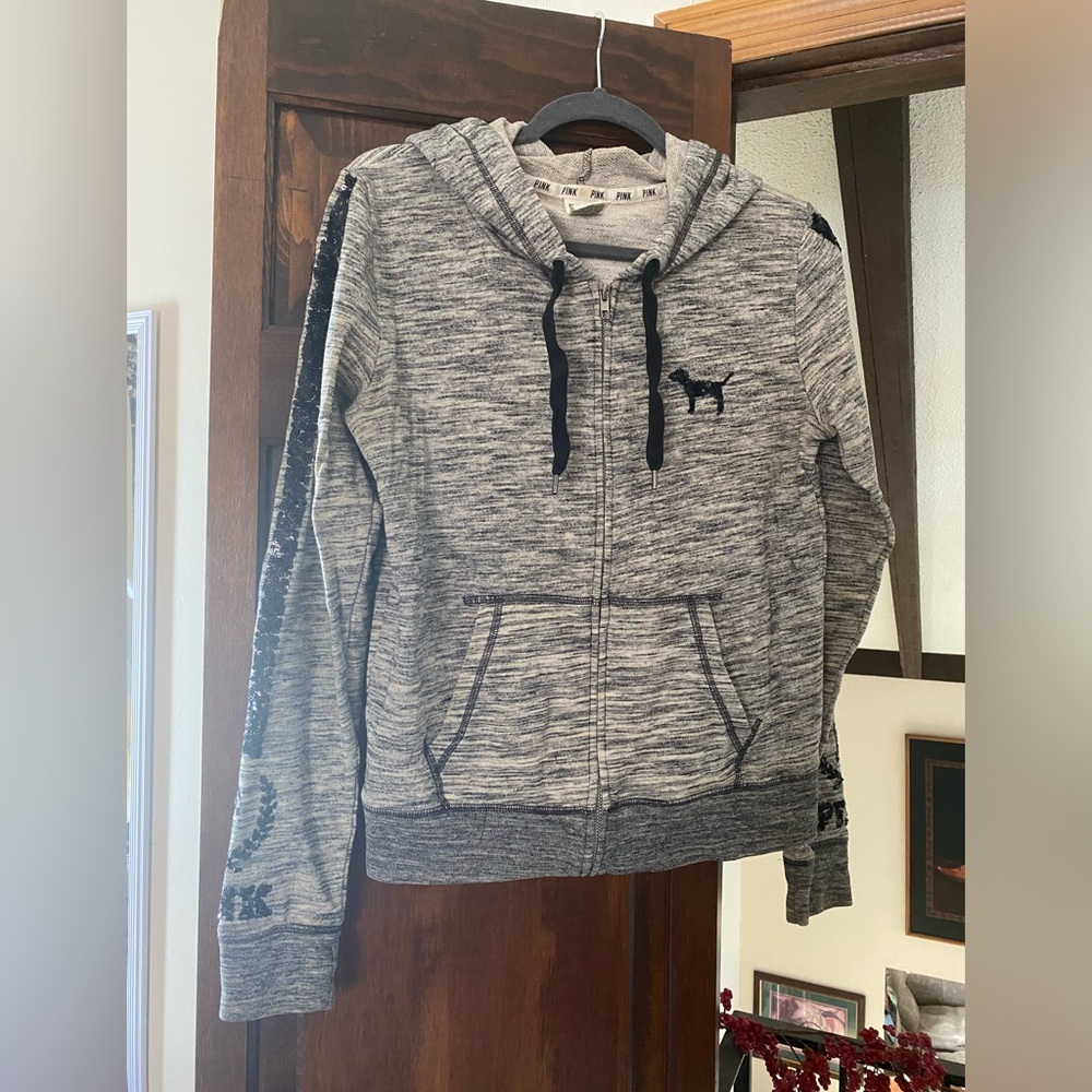 Full Zip Victorias Secret Pink Hoodie - Sequin Detail